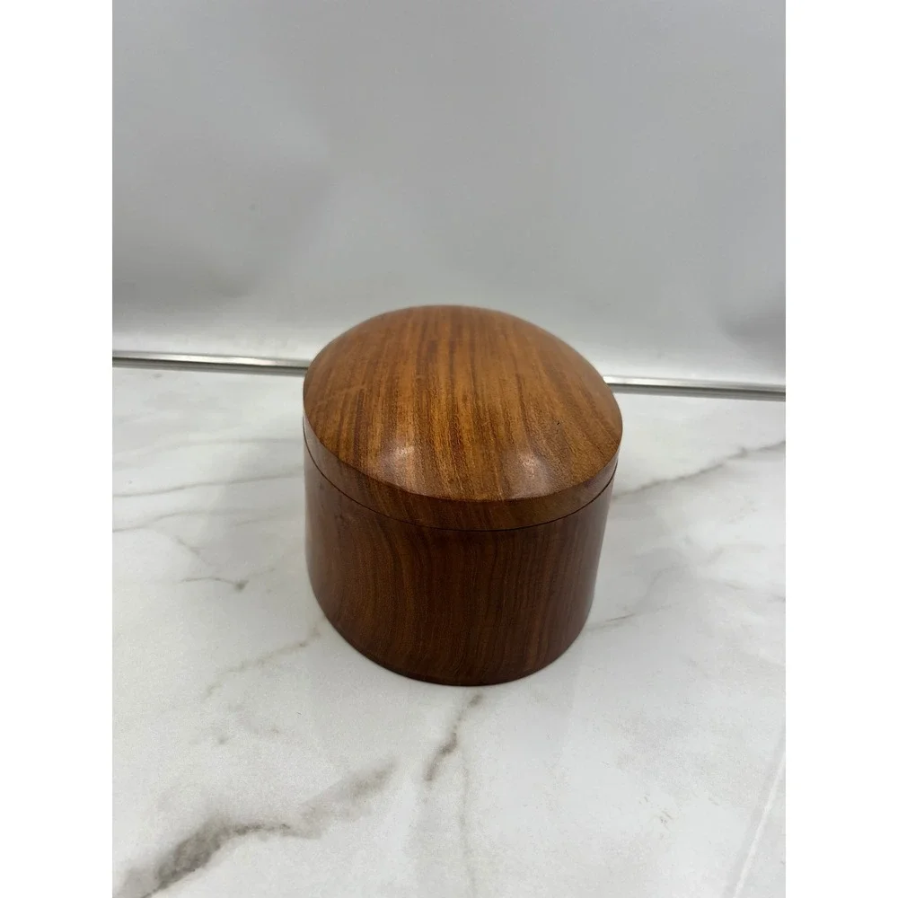 Handcrafted Oval Wood Jewelry Keepsake Box Natural Grain Hinged Lid 10.5 Inch - Picture 2 of 11